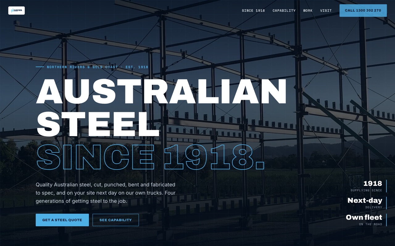 Hayes Steel website