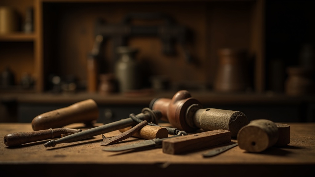 Trade tools in golden light